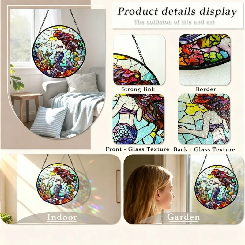 TFORU-Suncatcher (Mermaid Suncatcher) Glass Pendant Decoration