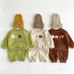 Outono Baby Boy Girl Tricot Bebês Roupas Atacado Sweatshirt Algodão Long Sleeve Suit Crianças Baby Outfit Set New Born Item Stuff  roupa para rescem nascido kit roupa bebe conjunto infantil menino saida maternidade par