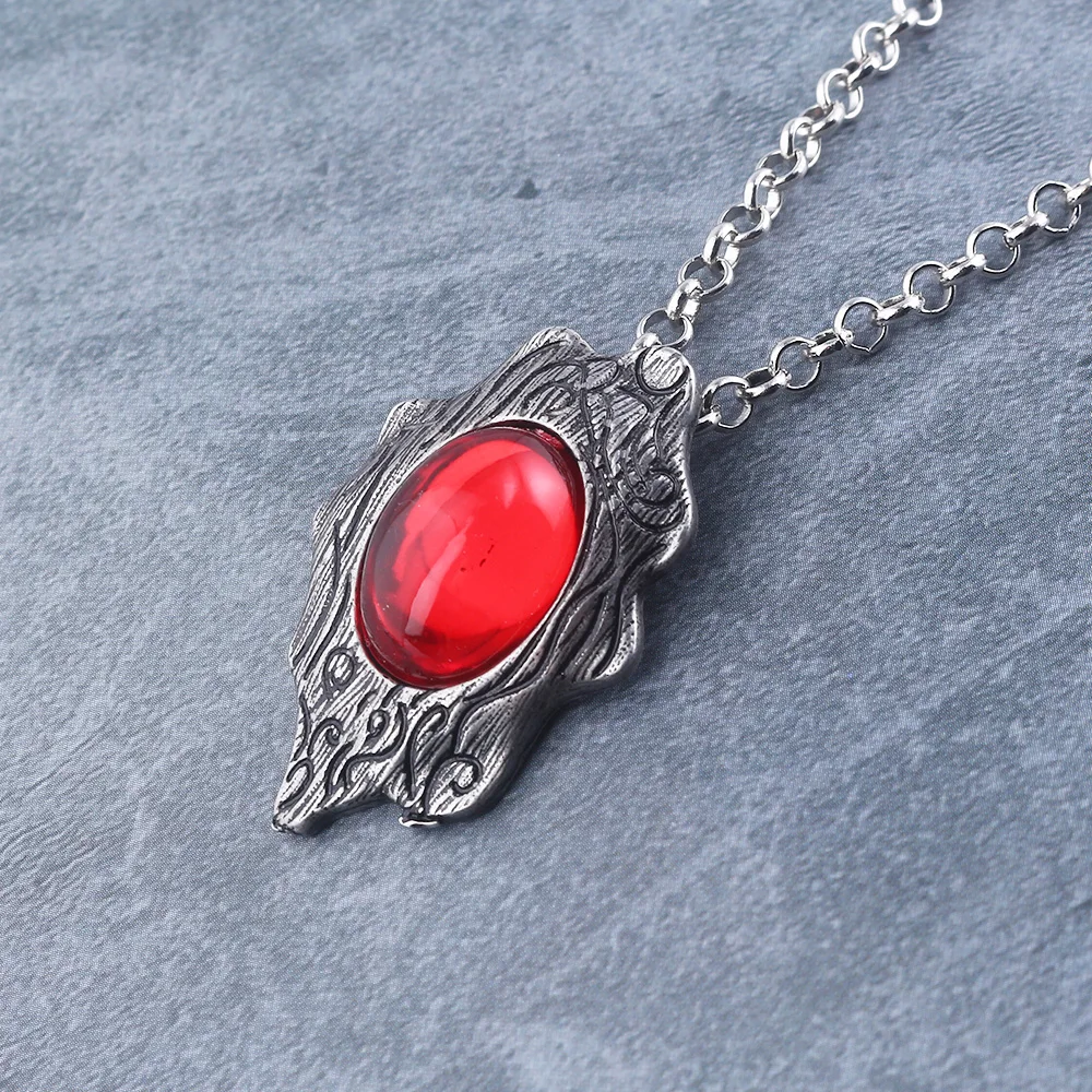 Trendy DMC Devil MayCry 5 Dante Pendant Necklace Red Blue GEM Cosplay Necklaces Long Rope Chain Vintage Gifts for Women Men image 6
