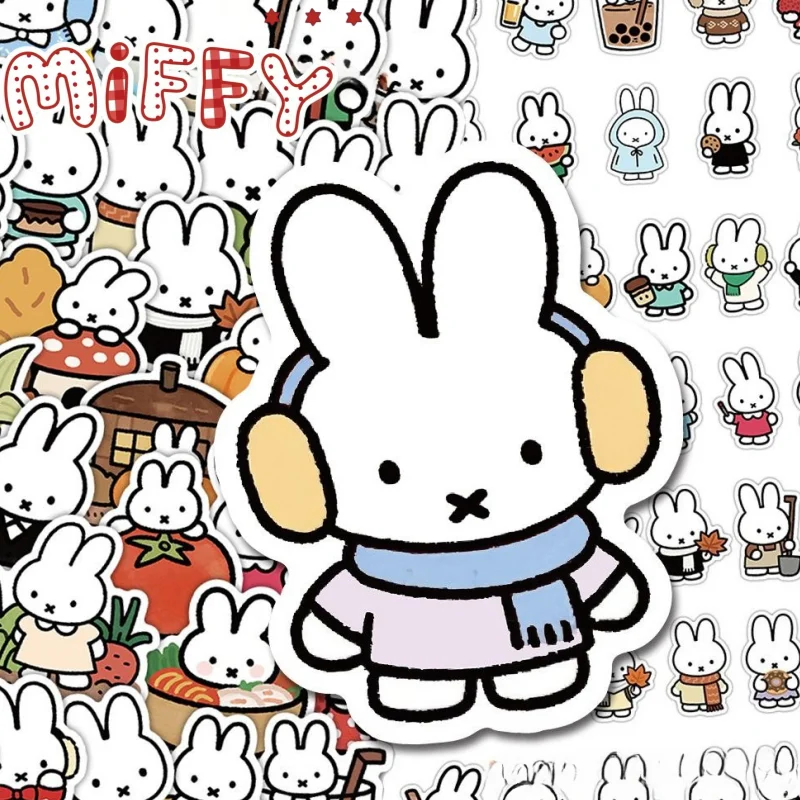 Pegatinas decorativas bidimensionales de Miffy, diseño creativo y lindo, pegatinas para diario personal, venta al por mayor