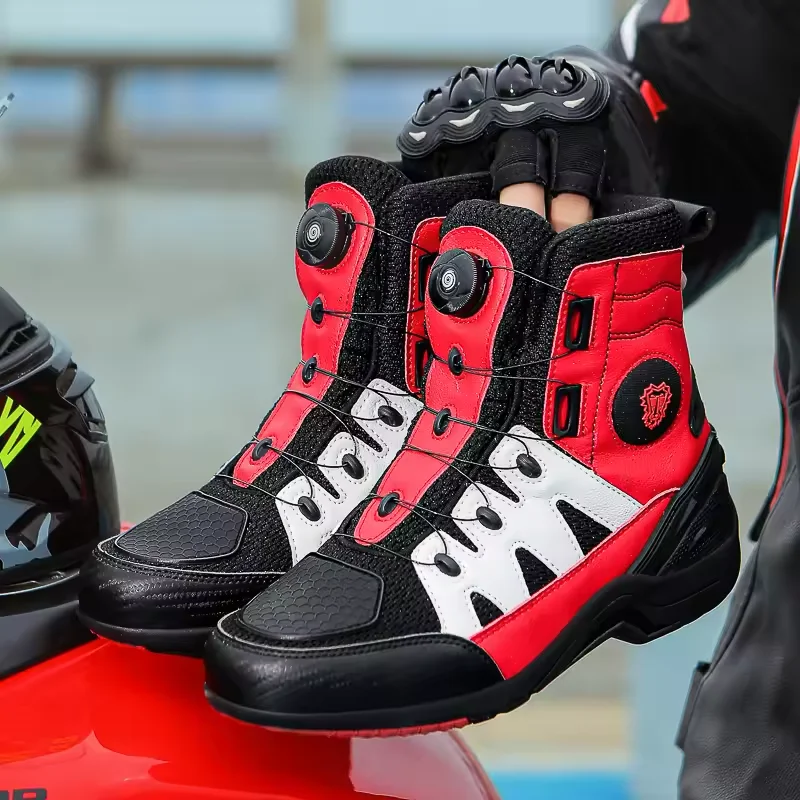 JG WOLVES Motorcycle Boots Men Moto Riding Boots Breathable Motorcycles Shoes Motorbike Chopper Cruiser Touring Ankle Shoes view 6