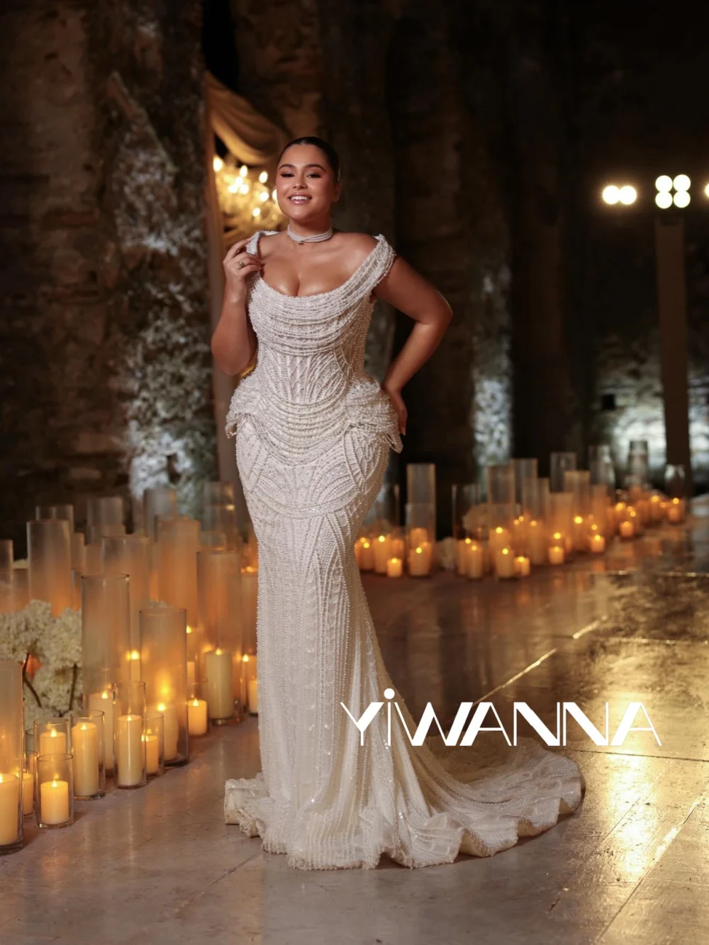 Dreamy Gorgeous Pearls Corset Wedding Dress Plus Size Elegant Mermaid Bridal Gown New Customized Floor-length Dresses For Bride