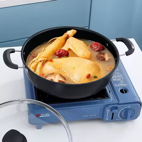 Stir-fry Pan Large Kitchen Soup Cooking Pot with Lid Easy to Clean Cooking Woks Induction Compatible Healthy Non Toxic Pan