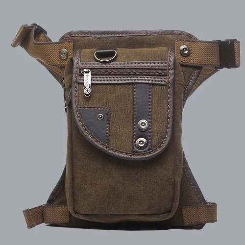 Imagen 2 del producto Riñonera de cintura para hombre, bolsa para muslo y pierna caída, lona de nailon para motociclista, bolsas militares/de asalto con cinturón cruzado para hombre