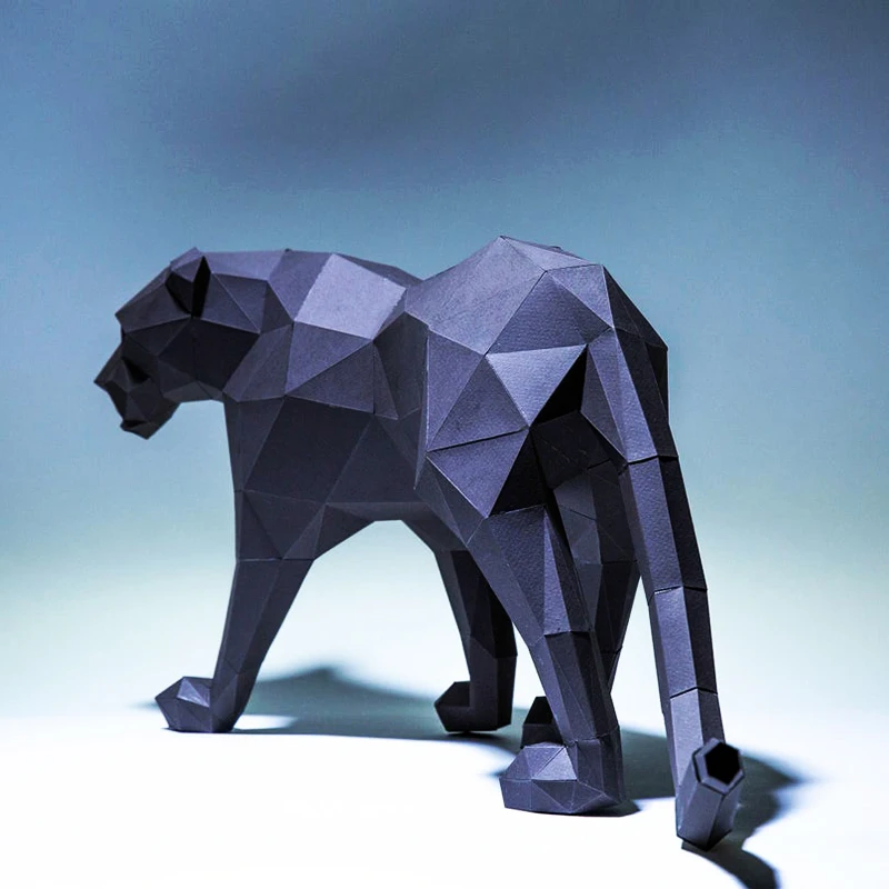 70cm Black Panther 3D Paper Model Crawling Leopard Home Decor Living Room Floor Decoration Animal Ornaments DIY Puzzles Toys