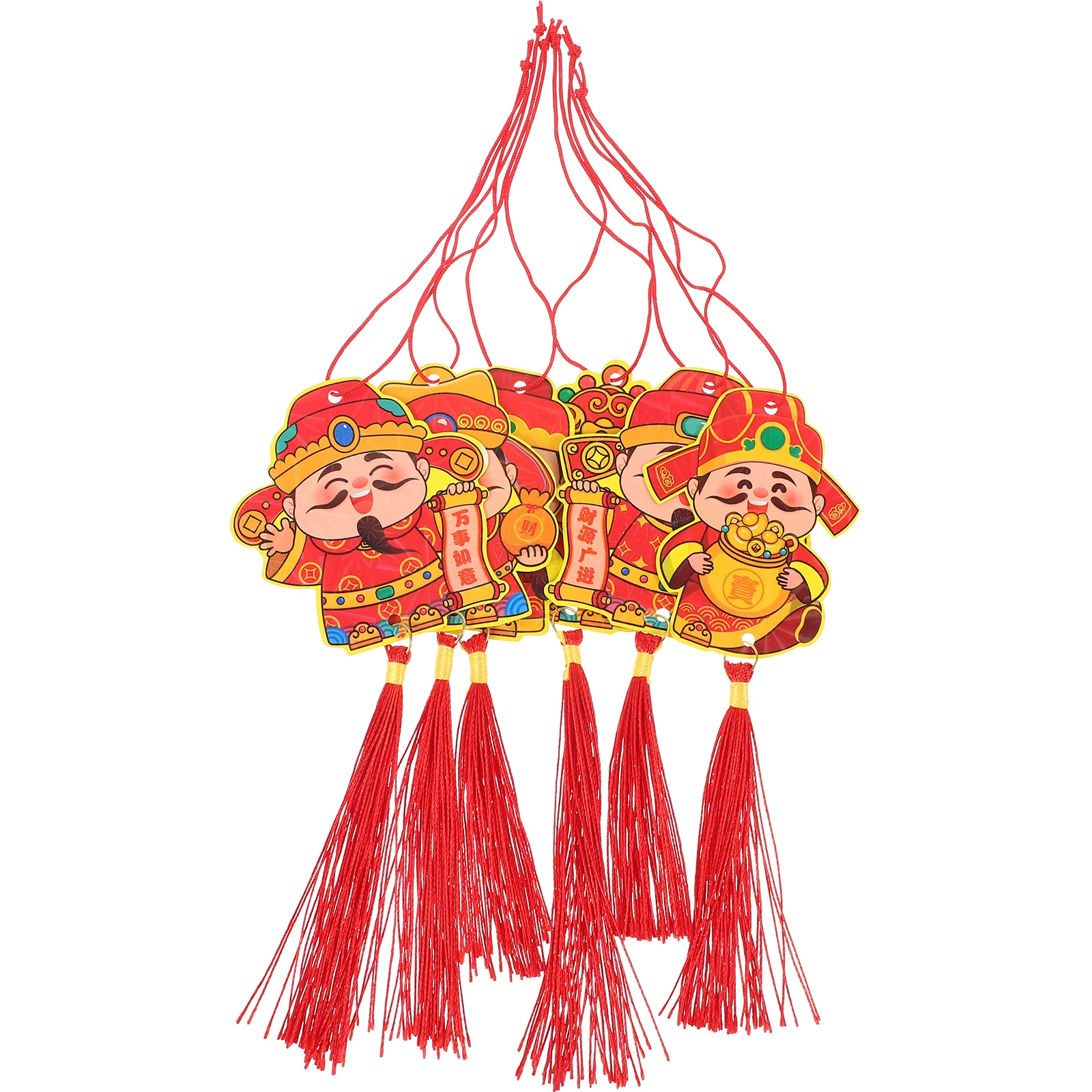 

6pcs Chinese New Year Pendant Decorations Dragon Bonsai Hanging Ornaments Potted Plant Festival Decor Spring Celebration Car