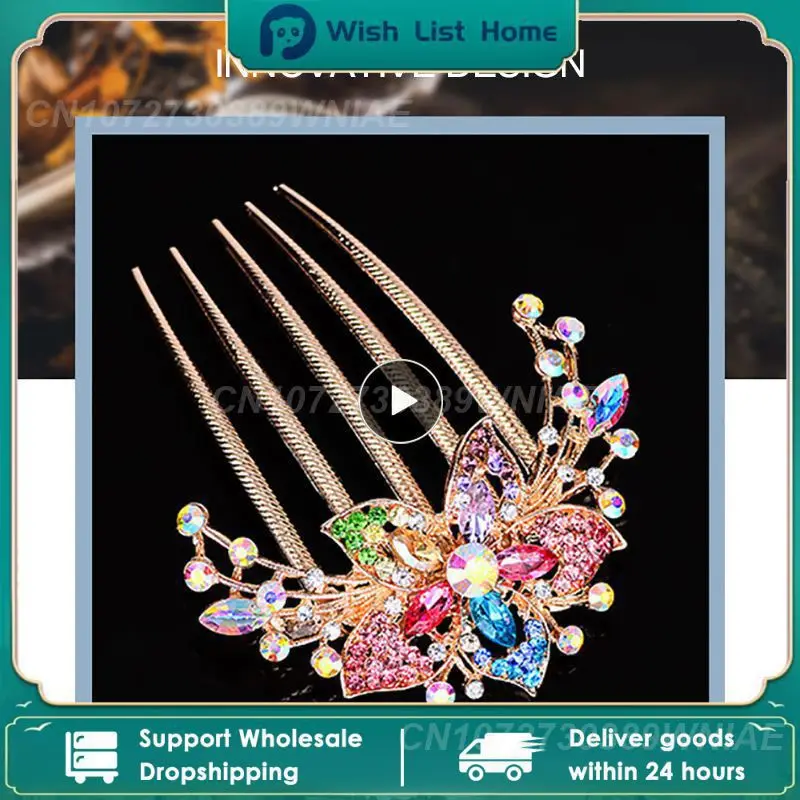 New Hair Accessories Five-tooth Comb All-match Plate Hairpin Alloy Hair Comb Rhinestone Hairpin Fashion Girl