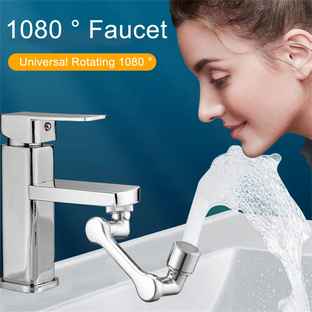 ABS Universal 1080 °Swivel Robotic Arm Swivel Extension Faucet Aerator Kitchen Sink Faucet Extender 1 Water Flow Mode