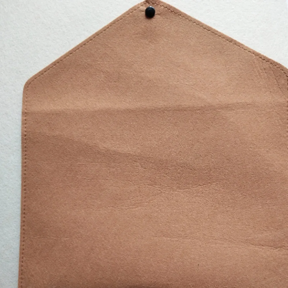 Felt File Folder Brown A4 Size Button Closure Document Organizer Tear-Proof For Office School Home Use Document Bag Holder