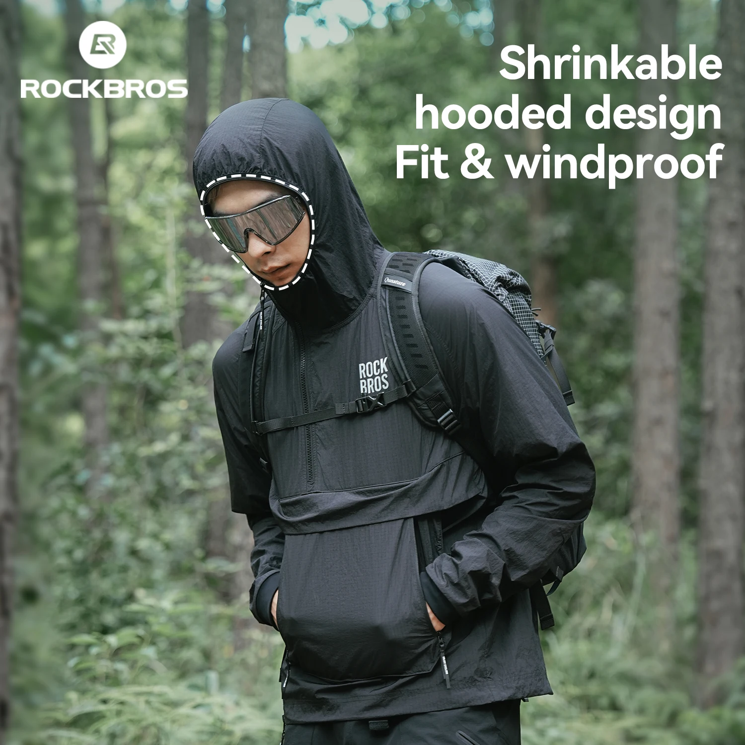 

ROCKBROS Cycling Waterproof Jacket Casual Detachable Pocket Windbreaker Breathable Bicycle Clothes Windproof Outdoor Clothing