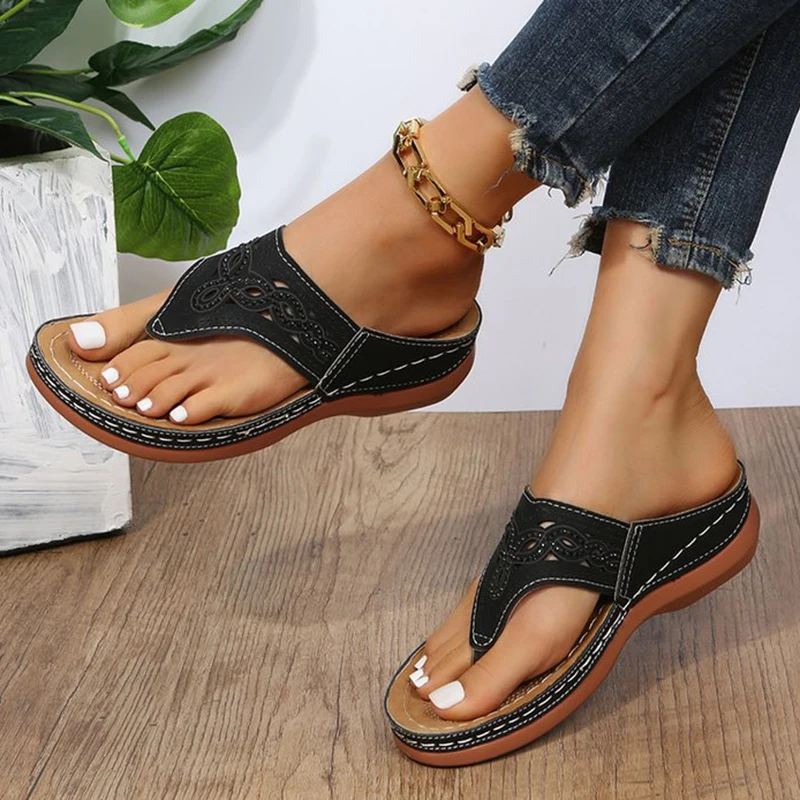 Clip Toe Wedge Sandals Women 2024 Summer Thick Platform Beach Sandals Woman Plus Size 44 Low Heels Gladiator Sandalias De Mujer