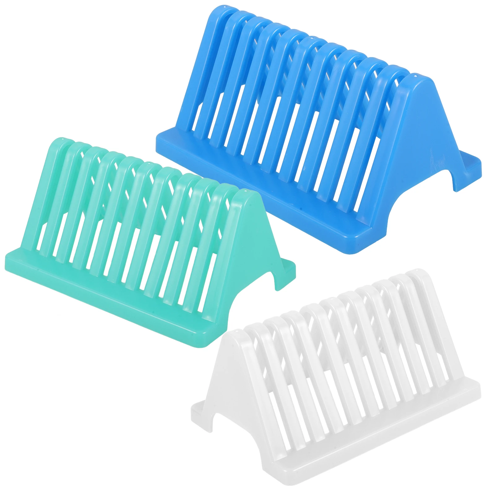 

3 Pcs Triangle Drain Rack Microscope Slides for Experiments Staining Storage Holder Plastic Laboratory