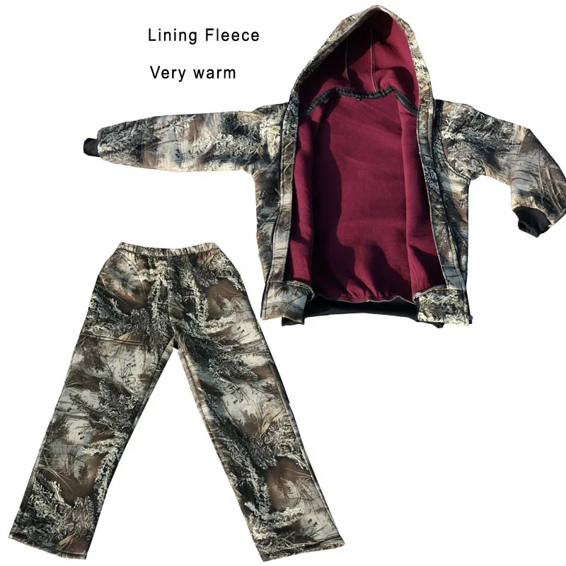 

Winter Thicken Lining Fleece Bionic Camouflage Hunting Outdoor Tactical Hiking Clothing Ghillie Suit Pants