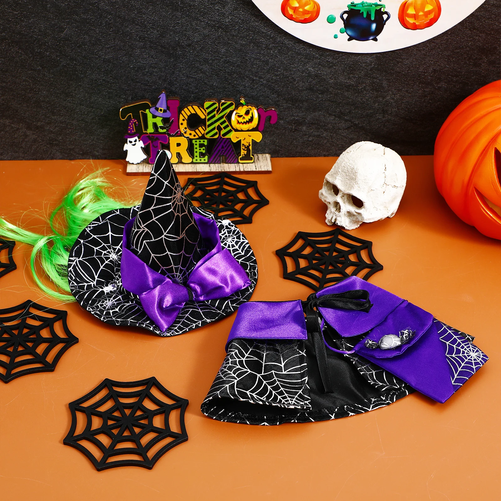 

Halloween Costumes Witch Hat Cat Pet Cloak Accessories Carnival Clothing Dog Violet for Pets Miss