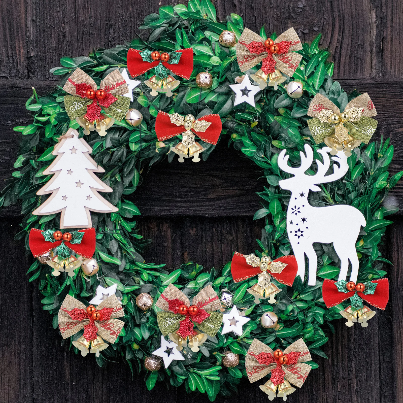 

25Pcs Xmas Decorative Bell Ornaments Christmas Tree Linen Bowknot Hanging Pendants DIY Holiday Craft Supplies Xmas Bell Pendant