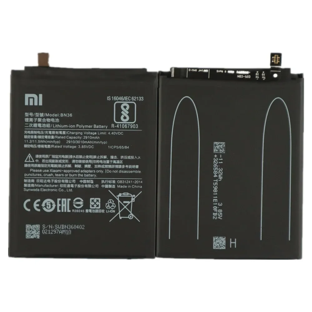 Batería Original BN36 de 2024 años para Xiaomi Mi 6X A2 Mi6X MiA2 3000mAh baterías de teléfono batería envío rápido + herramientas