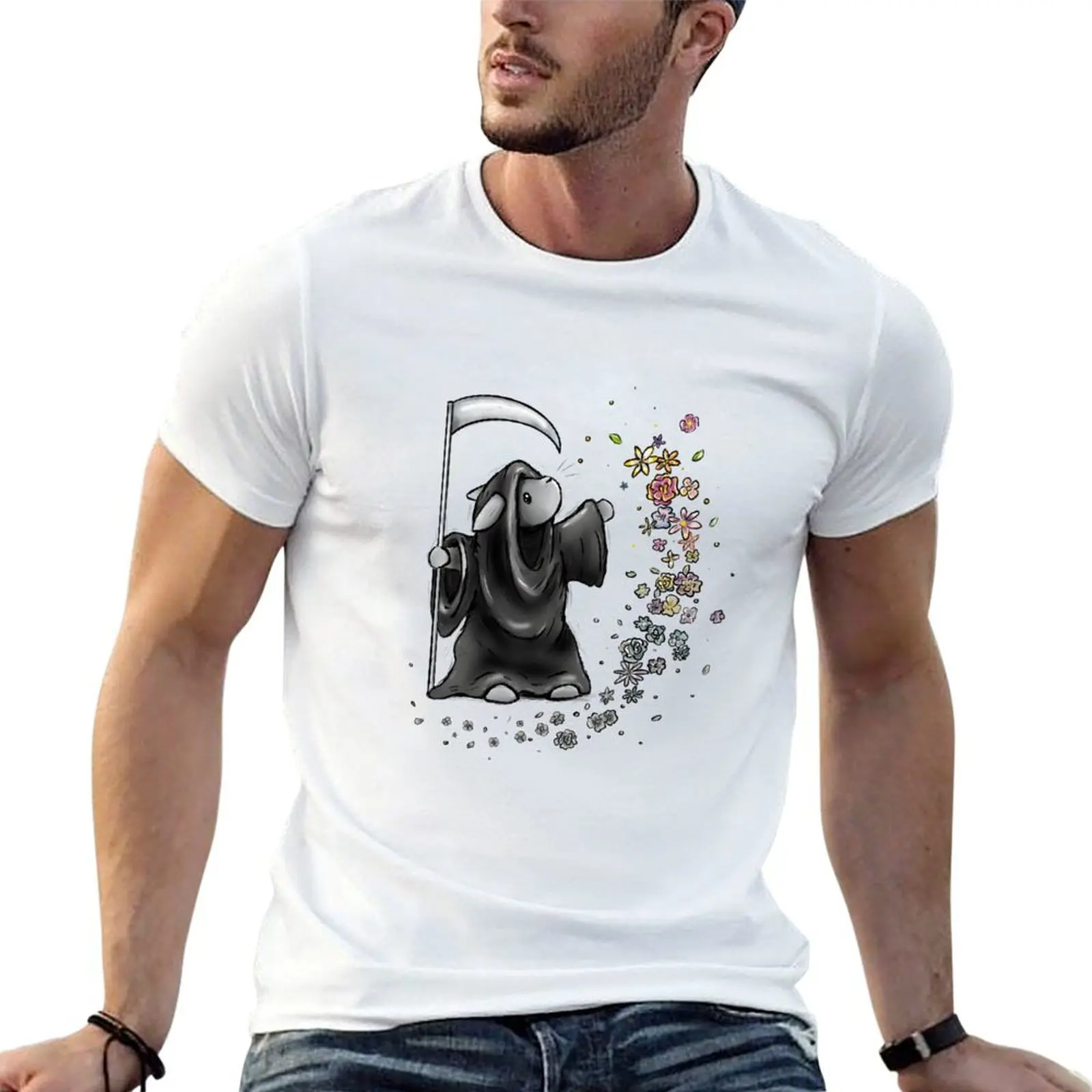 

‘Don’t be afraid’ rabbit grim reaper T-Shirt t shirt men 100% cotton luxury brand anime tshirt T-Shirt