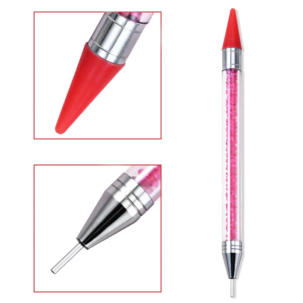 1Pc Dual-ended Strass Edelsteine Picker Punktierung Stift Wachs Bleistift Acryl Griff Kristall Studs Picker Maniküre Nail art DIY Werkzeuge