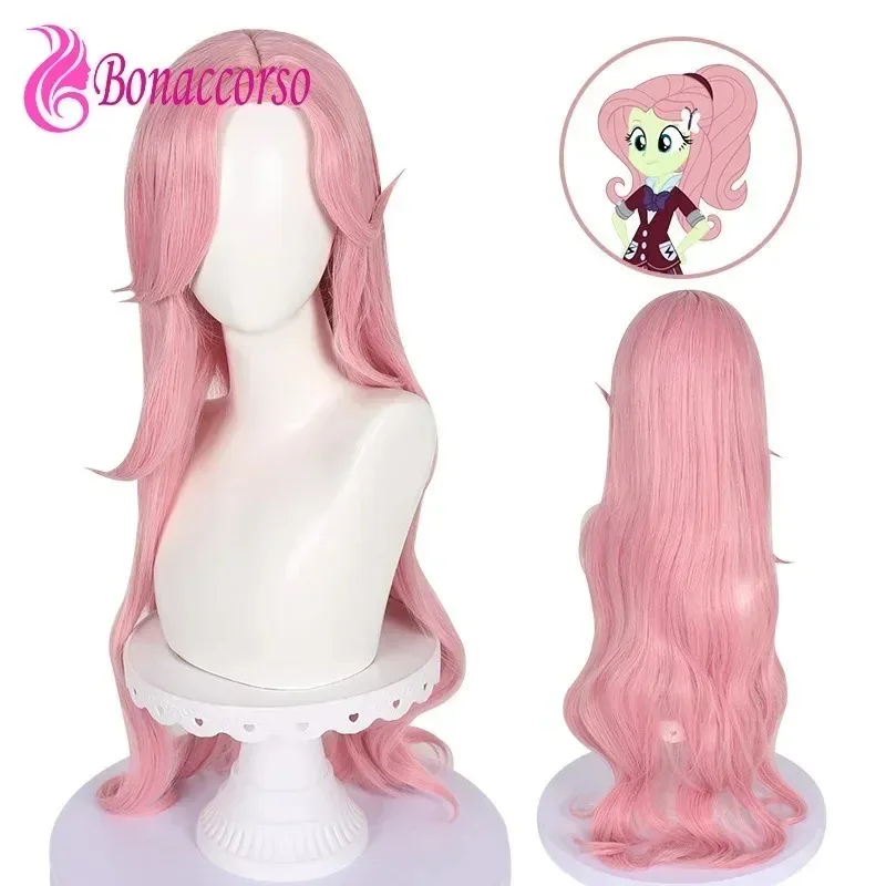 

Pony Friends Fluttershy Cosplay Wig Pink Synthetic Long Curly Wig Anime Coser Cute Girl Heat Resistant Fiber Wig Daily Party