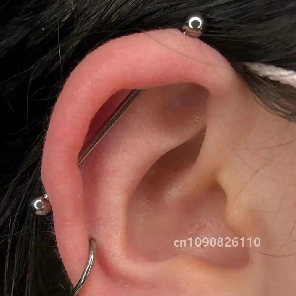 1 OF 5 STKS Rvs Oorkraakbeen Helix Industriële Piercing Oorbel, Tong Piercing Bar, Stud Oorbellen