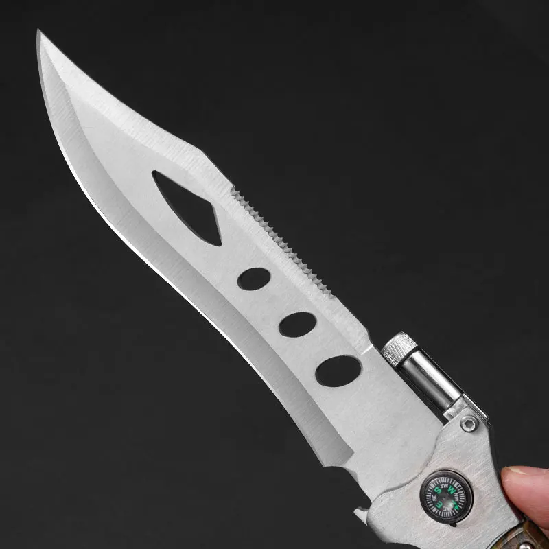 1pc，Outdoor Camping Knife, jungle explorer knife, multi-function knife, with a small flashlight, fruit knife, survival knife