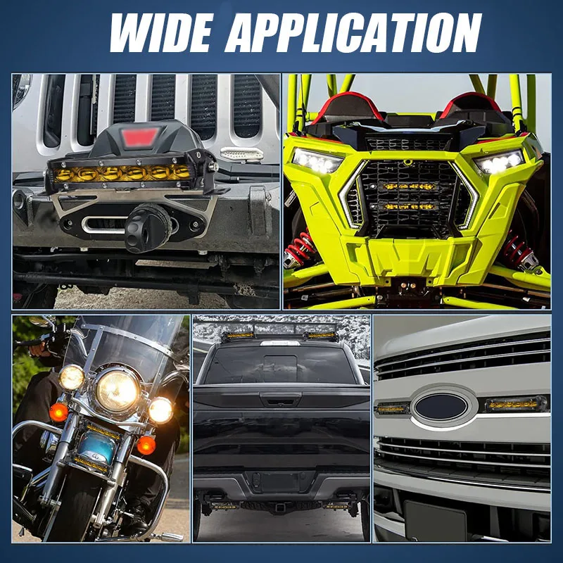 2 قطعة LED شريط الضوء الأصفر 7 بوصة سوبر سليم قبالة أضواء الطريق للشاحنات بيك اب SUV ATV UTV قارب أضواء مساعدة السيارة دائم #6