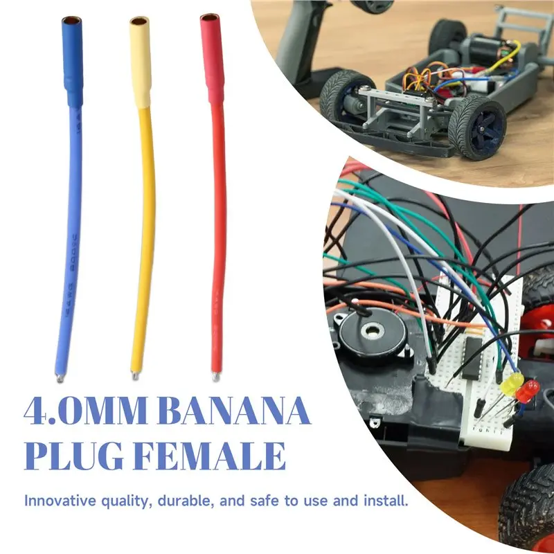 [NEWA08R】 RC Car Boat Drone 100Mm Extension Cable 9PCS 14AWG Silicone Wire 4.0Mm Banana Plug Female ESC Motor