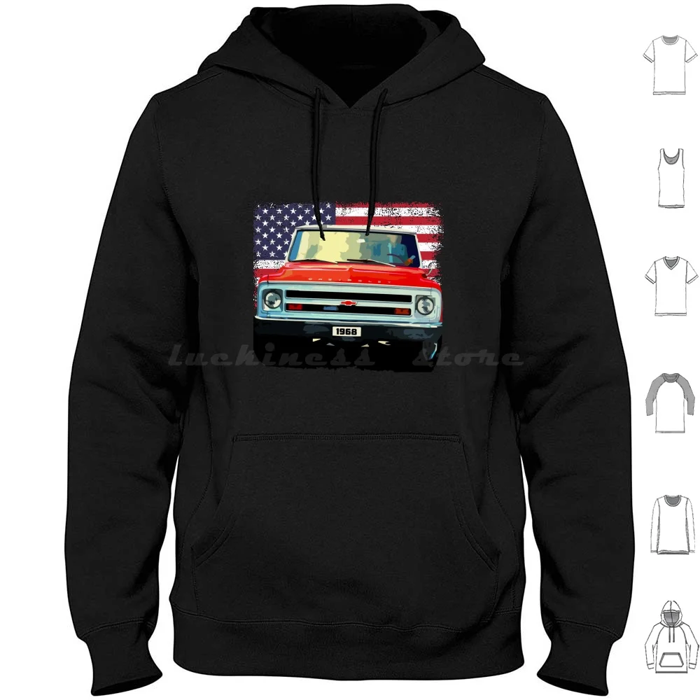 Chevy C10 1968 Pickup Truck Hoodie Cotton Long Sleeve Chevy C10 Car Chevy Pick Up Chevy Silverado C 10 Silverado C10 Truck