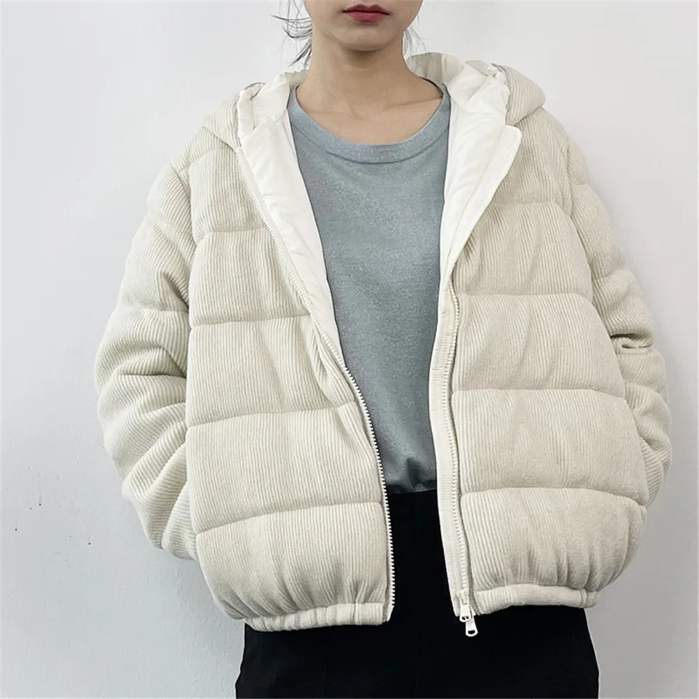 Hooded Down Coat with Zipper, Cashmere Tops, Outerwear, High Quality, Winter