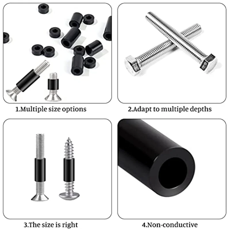 

Luckshopping 550 Pcs Electrical Outlet Screw Spacers Black Nylon Round Spacer For Screws Switch And Replacement Spare Parts For