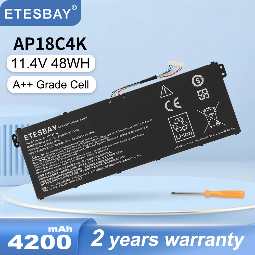 etesbay-acer-aspire-5、ap18c4k、48wh、a515-43、a515-43g、a515-44、a515-44g、a515-56、a515-56t、a514-52、a514-52g、ap18c4k用ラップトップバッテリー