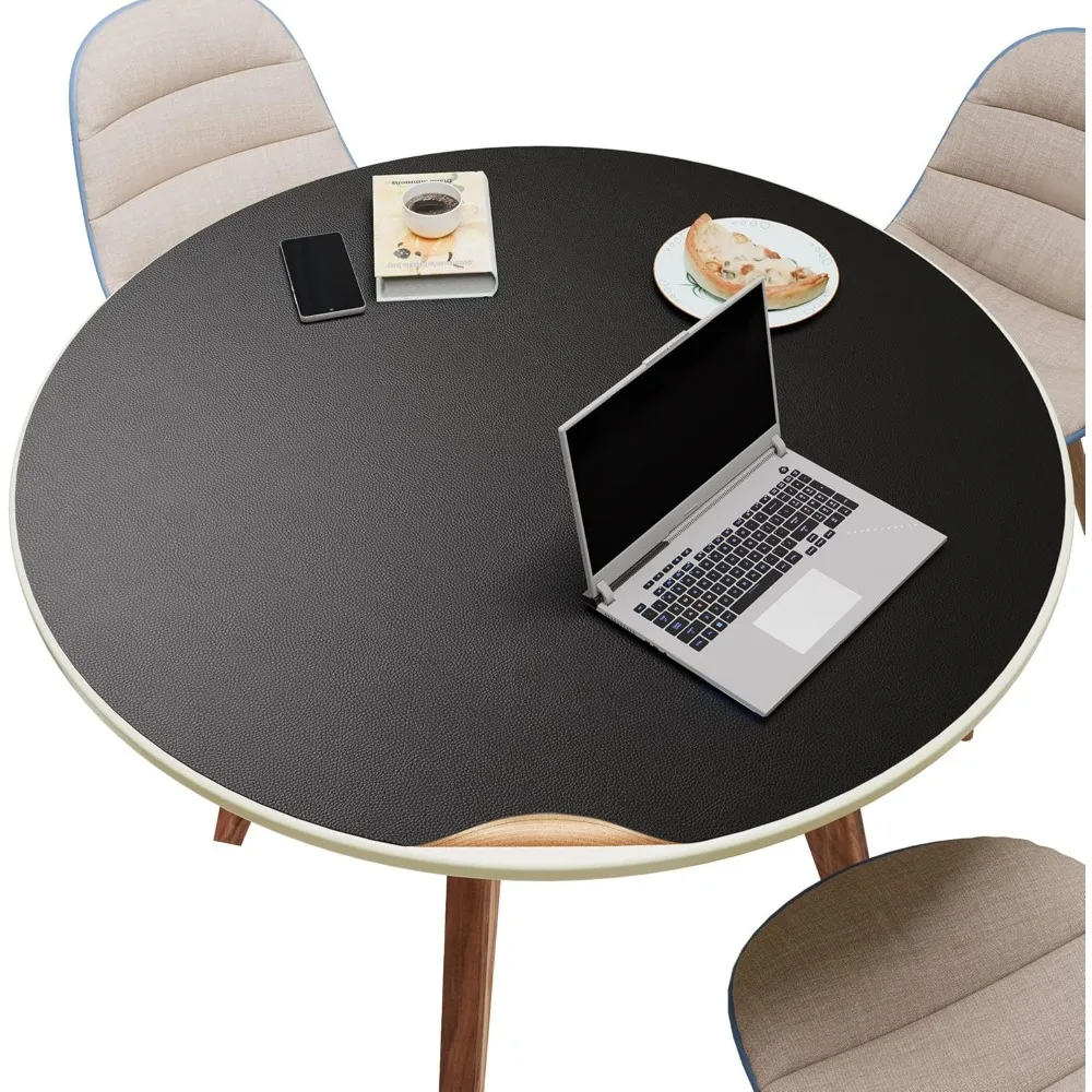 

36 Round Cork and Leather Placemats, Adjustable 30-36 Size, Heat Resistant and Non-Slip Dining Table Mats