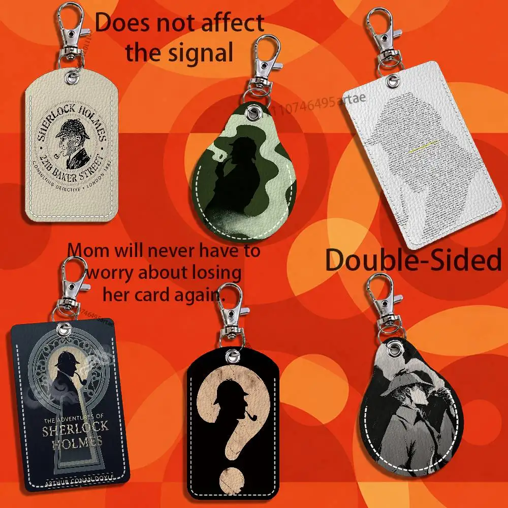 Literary Sherlock Holmes Card Keychain Fashion Pendant Bag ID Door Card Case Bus Card Cute Adult