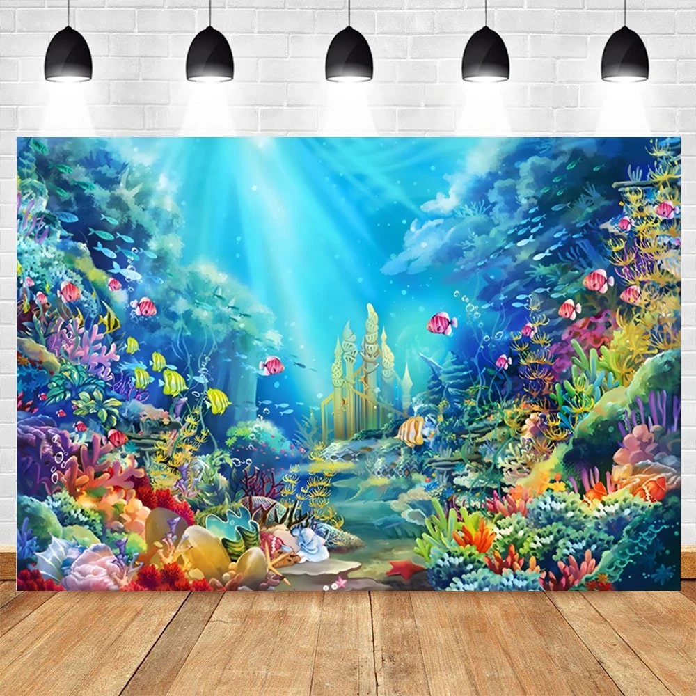 Bluey Underwater World Backdrop Seabed Undersea Fish Ocean Coral Aquatic Plants Aquarium Birthday Photography Background Decor