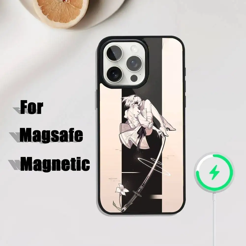 Чехол для телефона N-NieR A-Automata 2B для iPhone 17,16,15,14,13,12,11, Pro, Max, Plus, Mini, SE4, E с магнитной беспроводной зарядкой Magsafe