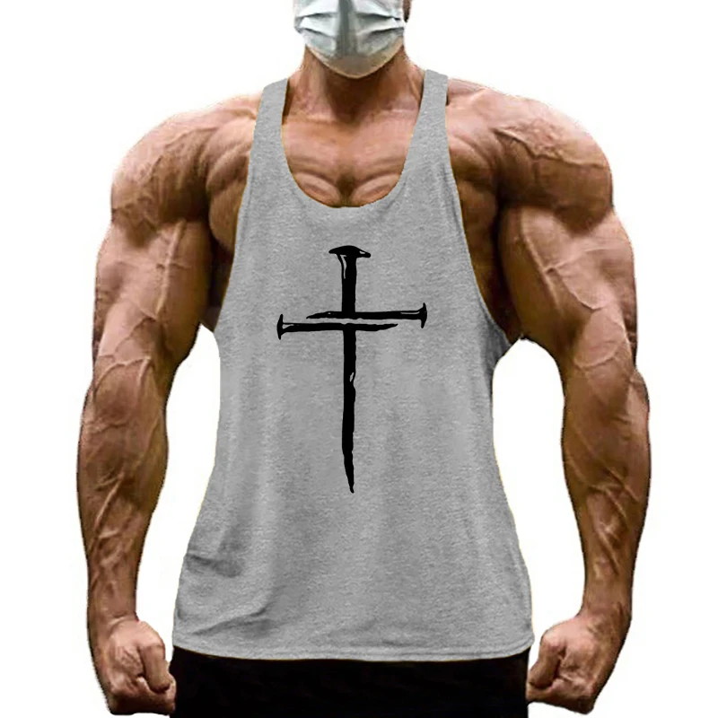 

Mens Personalized Cross PrintWorkout Muscle Sleeveless Cotton Tank Tops Breathable Cool T-Shirt Gym Fitness Sport Y-back Vests