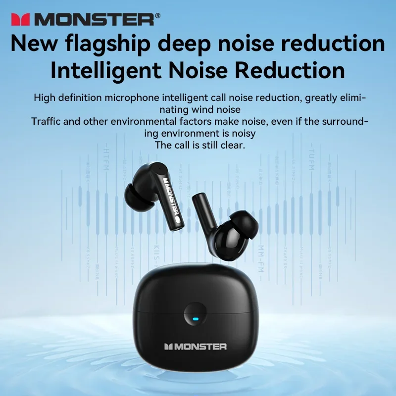 MONSTER GT16 TWS Bluetooth5.3 سماعة لاسلكية نشطة إلغاء الضوضاء سماعات صوت ستيريو سماعة الألعاب لنظام أندرويد iOS