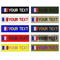 Custom France Flag Embroidery Name Text Patch Stripes Badge Iron On or Hook Backing Patches for Clothes Backpack