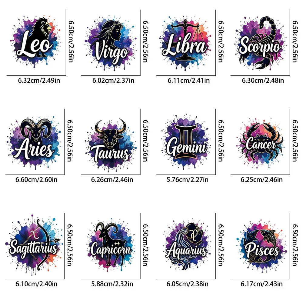 12Pcs Zodiac Signs UV Crystal Stickers | 3D HD Waterproof Scratchproof, No Residue, for Cups, Phones & DIY Decor
