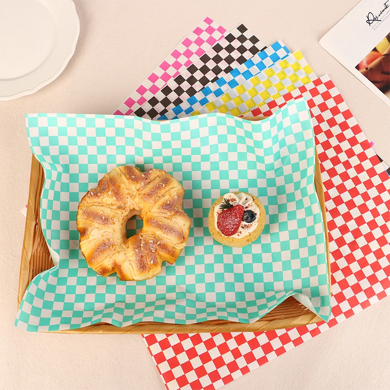 10Pcs Waterproof Food Wrapping Paper Sandwich Hamburger Greaseproof Paper Printed Wax Paper Disposable Baking Oil-proof Papers