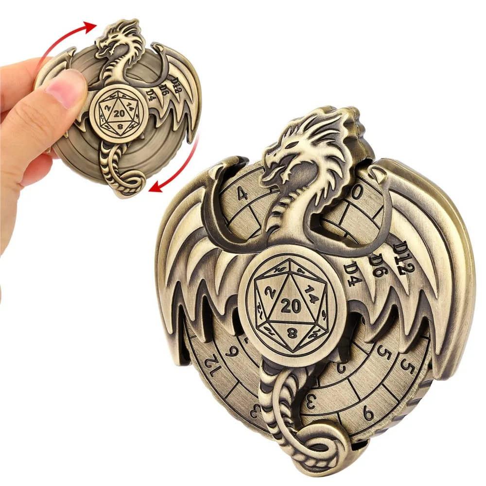 7-in-1 DND Flying Dragon Metal Dice Spiner، مناسب لمشغلات الألعاب والزنزانات والتنينات #5