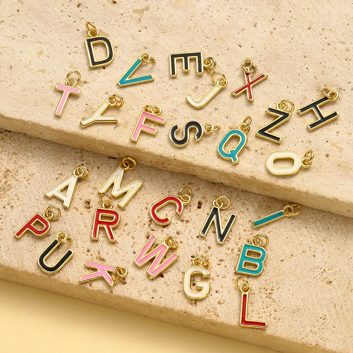 3Pcs/Lot Copper Alphabet Name Charms Enamel Colorful A-Z Letter Pendants For DIY Jewelry Making Necklace Earring Accessory