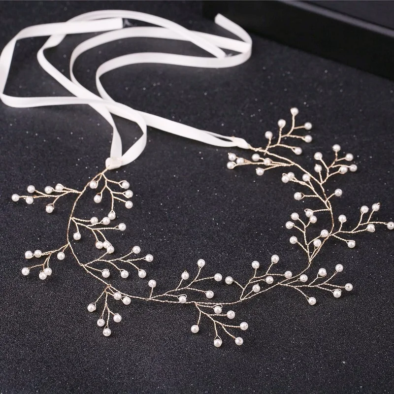

Модная свадебная повязка на голову ручной работы с жемчугом, роскошные свадебные аксессуары для волос, украшения на голову для подружек невесты для женщин, головной убор, диадемы