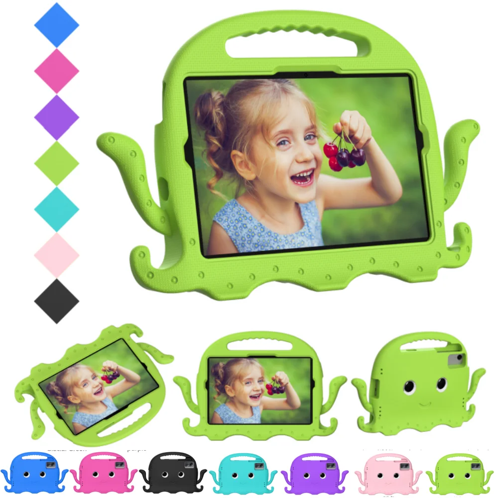 

Case for Xiaomi Pad 6 5 Pro 11 inch Redmi Pad2 11" 2025 SE Kids Protective Washable EVA Octopuses Cartoon Cover with Strap