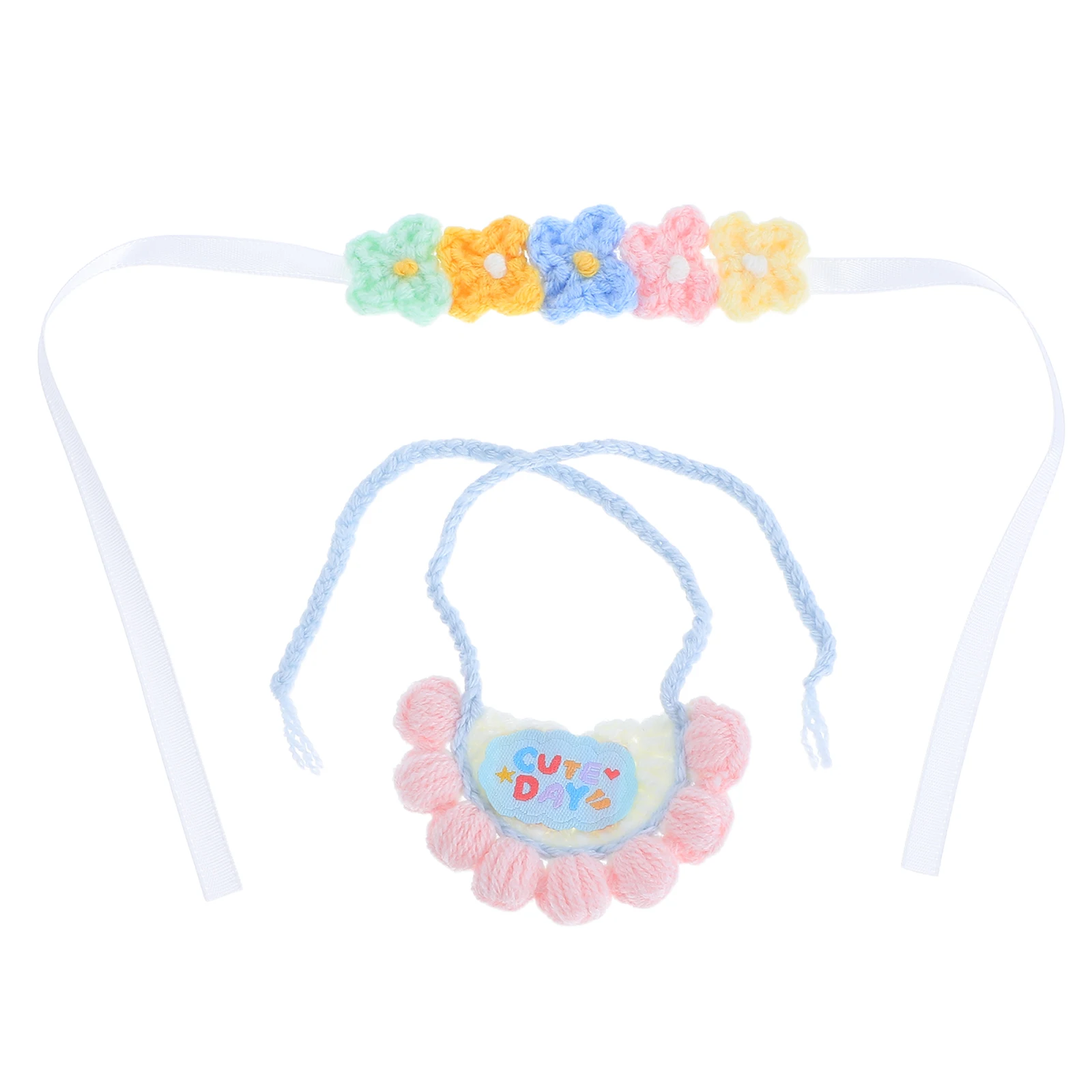 

1Set Knitted Bib Flower Headband Soft Comfortable Bear Dress Up Set Figures Baby Girls Headband