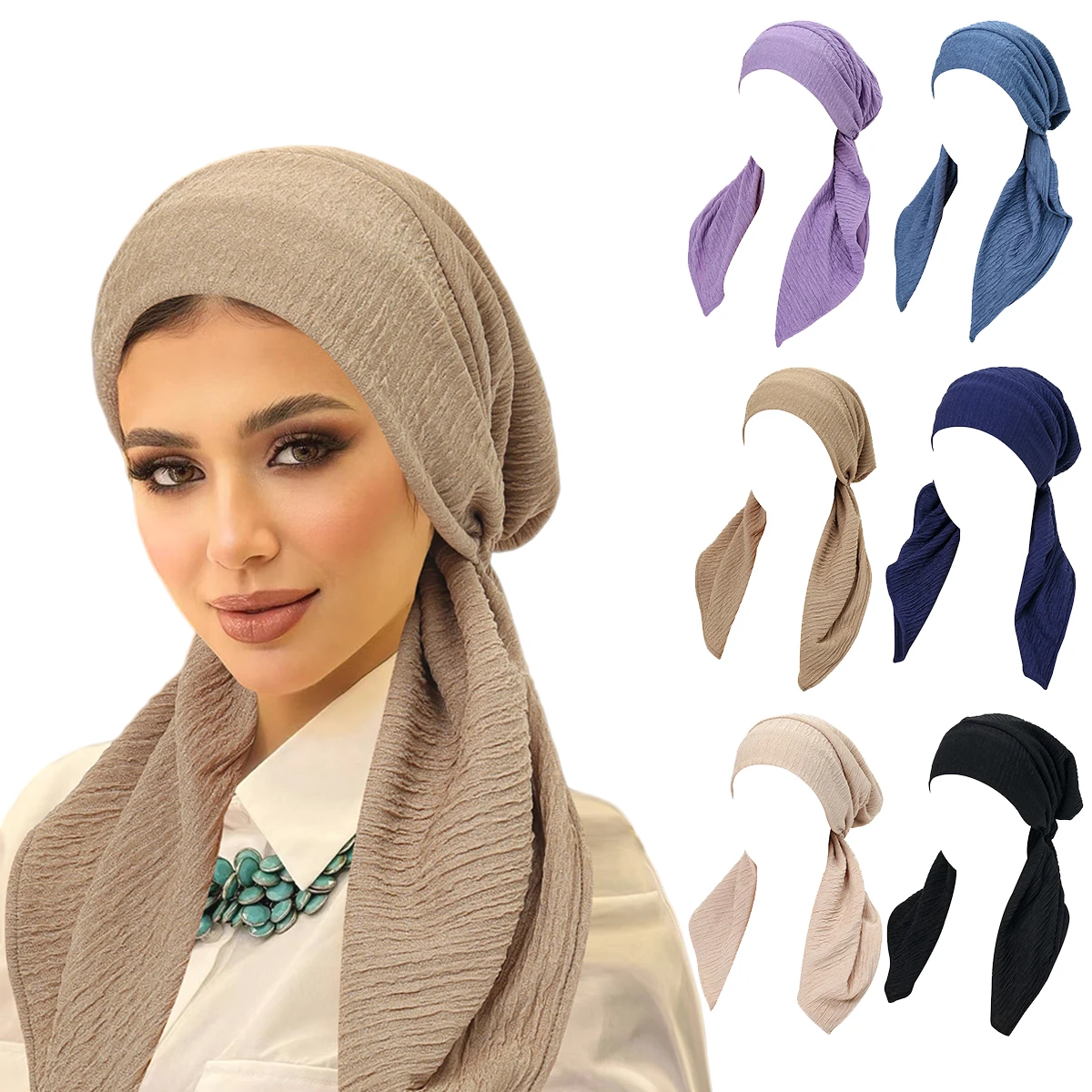 

Новые женские хиджабы, мягкий эластичный чепчик, мусульманские шапки-тюрбаны, платок, химиотерапия, женская бандана, шапки, нижний шарф, исламская шапочка от выпадения волос