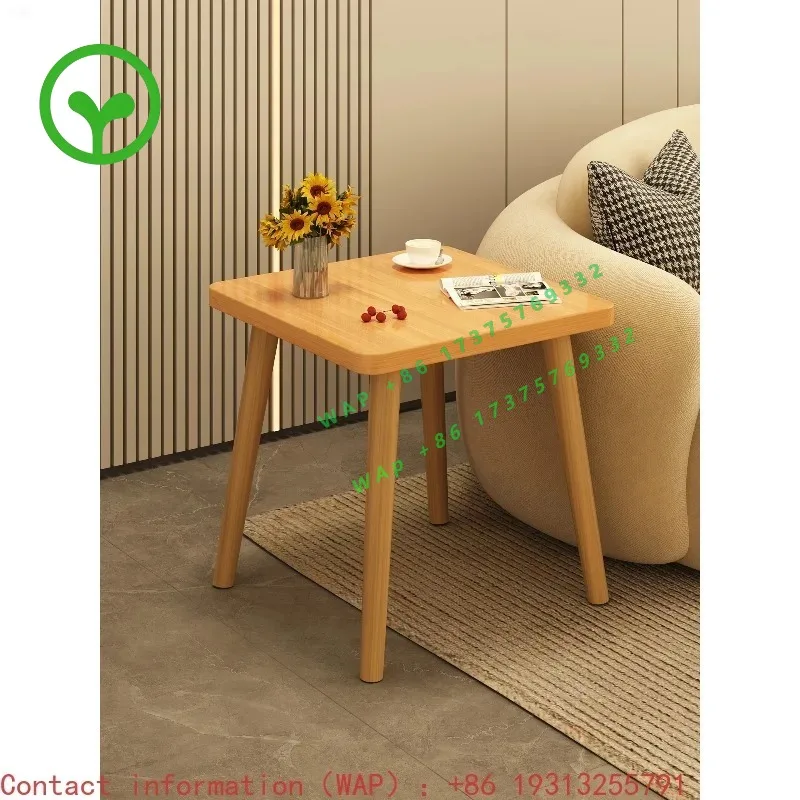 Small square table coffee table rental house small apartment simple square solid wood legs balcony sofa edge