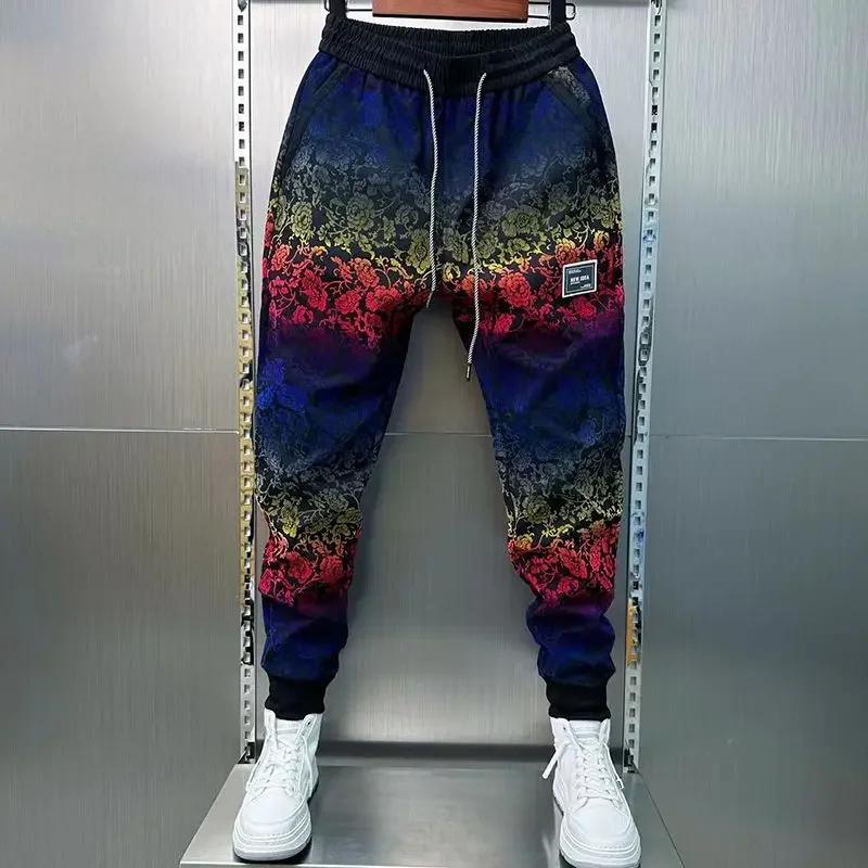 Autumn Winter Men\'s Fashion Floral Harem Pants Street Fashion Ethnic Pencil Trousers Brand High Quality Casual Men\'s Clothing