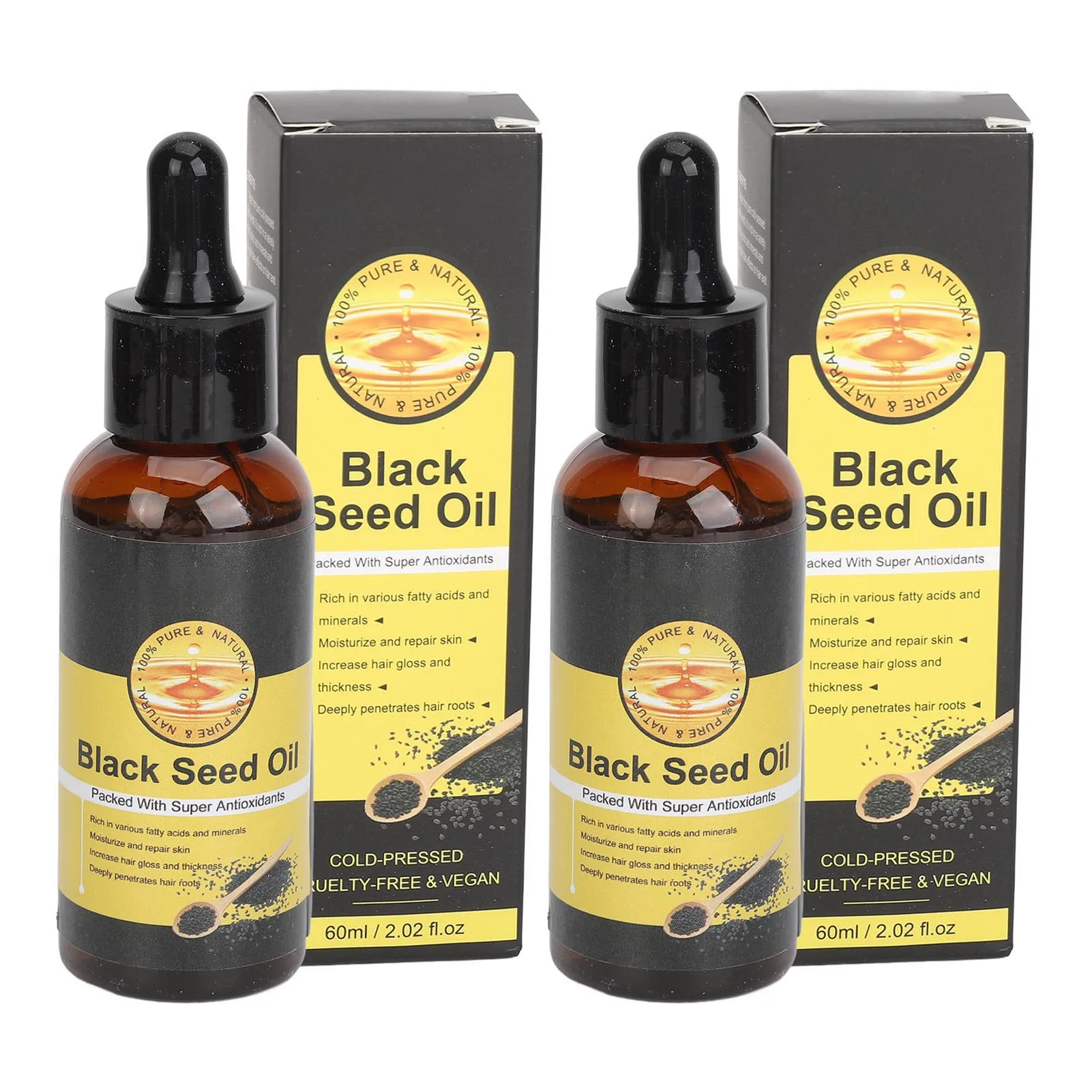 Organic Liquid Black Seed Oil Vitamins Black Seed Oil Increase Thickness Moisturizing 60ml Deeply Penetrates for Dry Skin