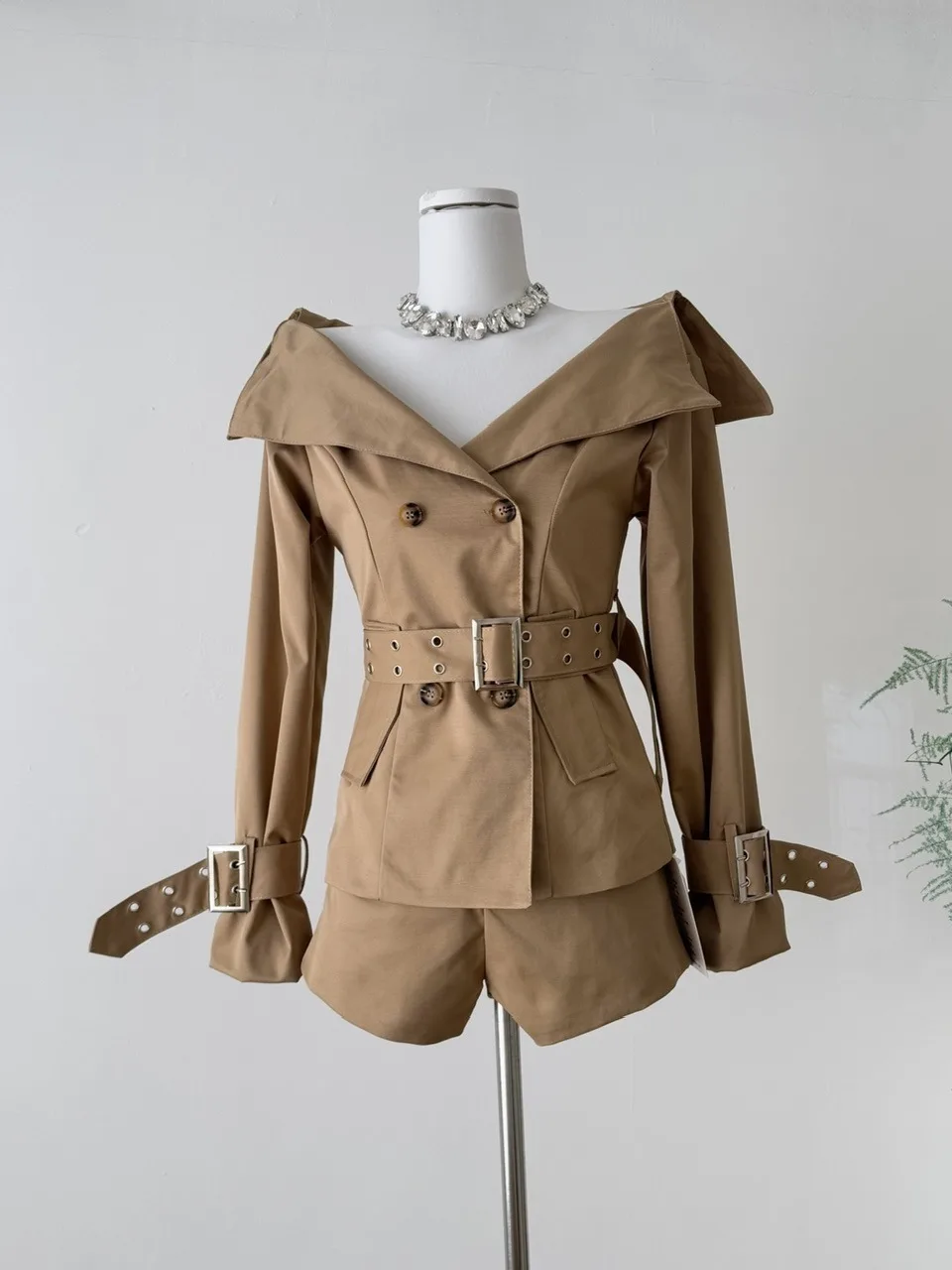 

Женский комплект Faion в стиле ретро Briti Sle, маленький размер, с поясом и высокой талией, двухрядное пальто на пуговицах, осенняя коллекция